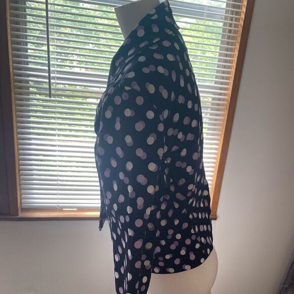 Larry Levine Stretch Black/Purple/Lavender/White Polka dot blazer, size 14 - Picture 2 of 4